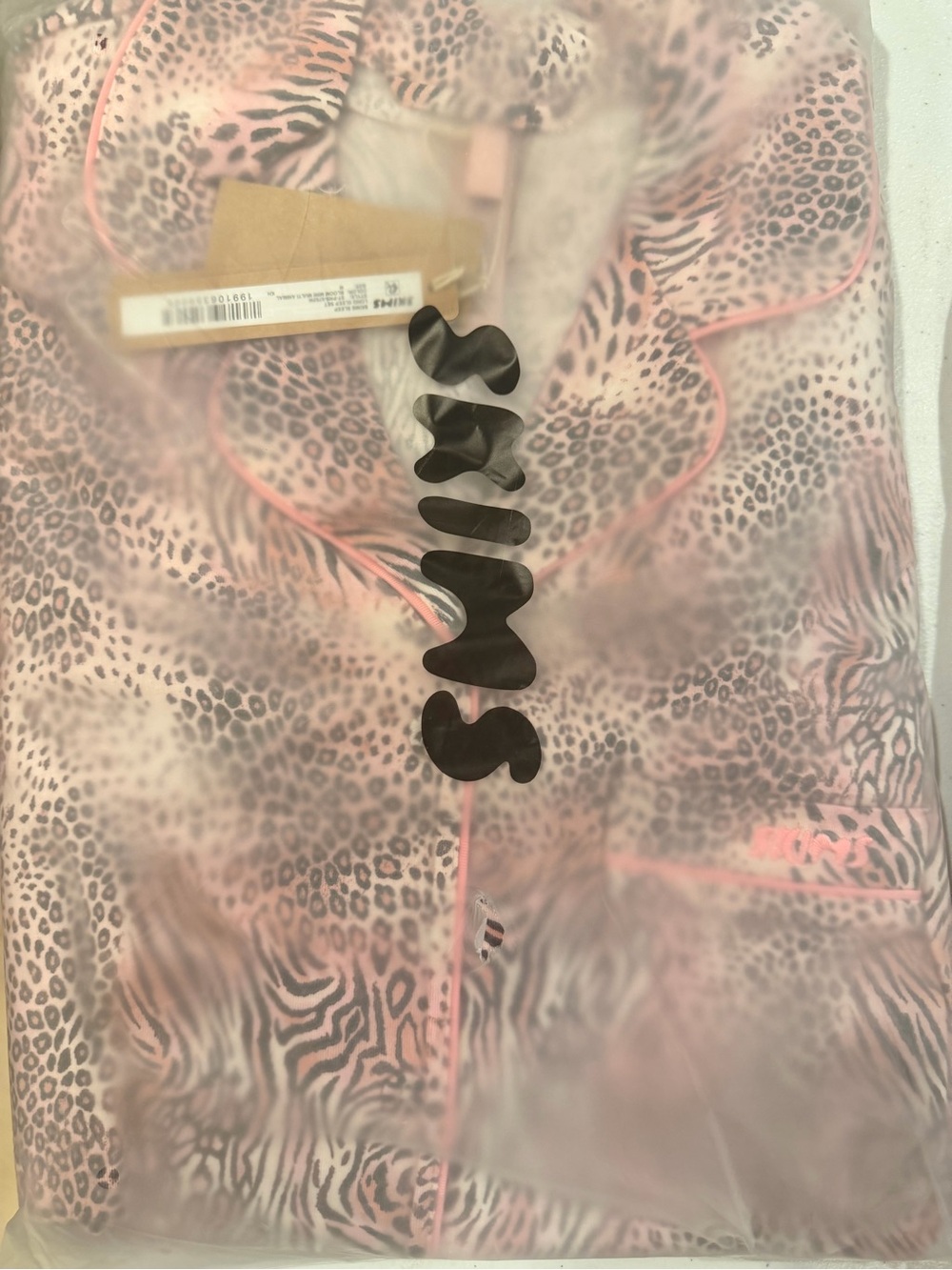 Skims Size M Leopard Print Pajama set with Pink